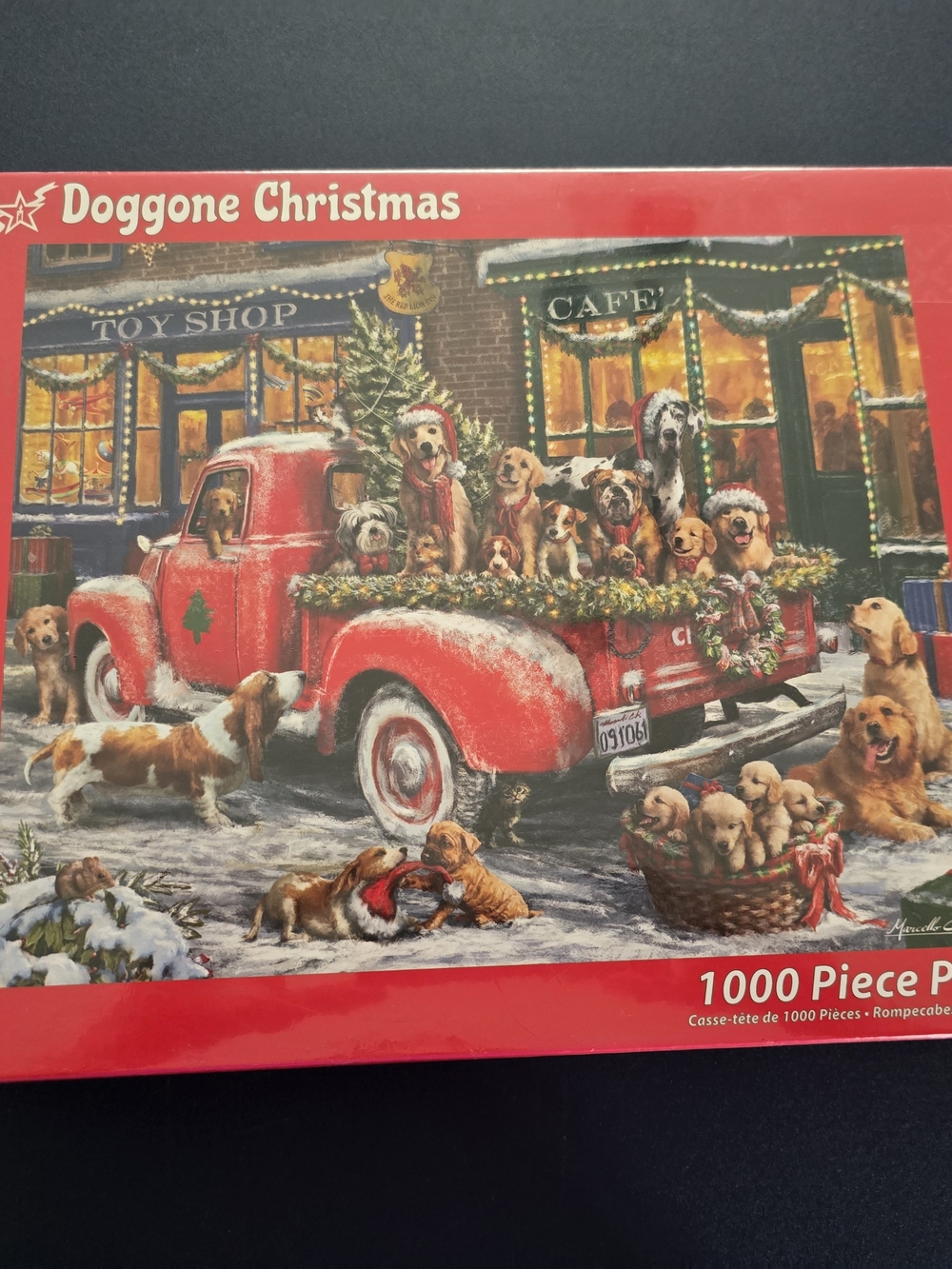 Red Holiday Dog Puzzle - 1000 Piece